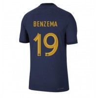 Fotballdrakt Herre Frankrike Karim Benzema #19 Hjemmedrakt VM 2022 Kortermet